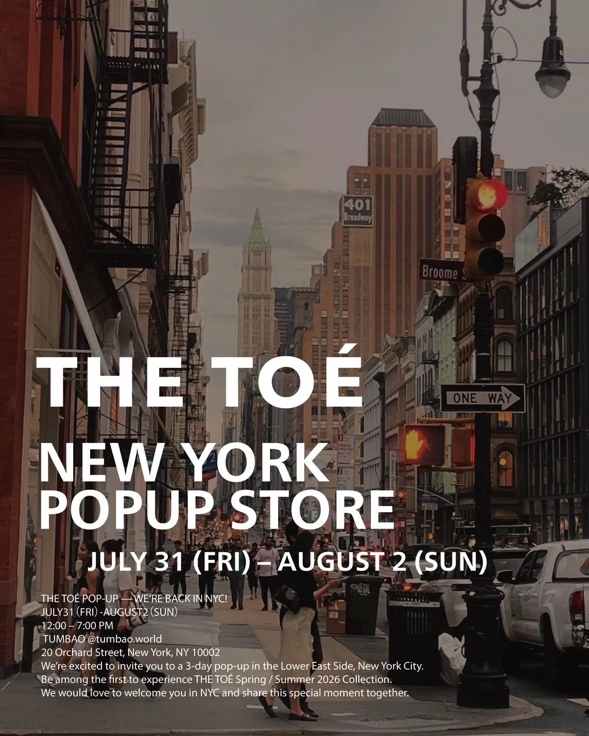 THE TOÉ ニューヨークPOPUP STOREの公式ビジュアル